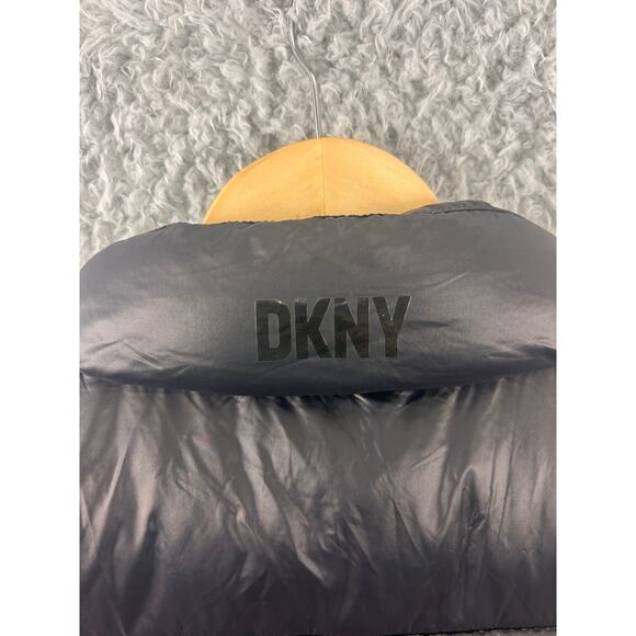 DKNY Black Faux Leather Front Puffer Vest Size XL - Picture 4 of 10